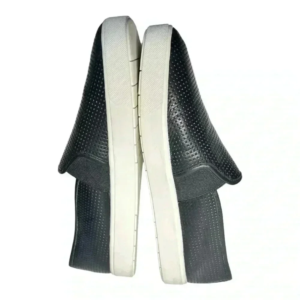 Vince Women's Blair Slip On Perforated Leather Low Top Sneakers Black Size 9.5